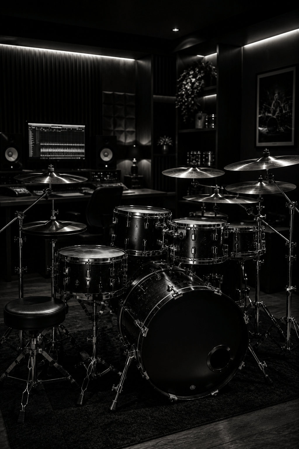 nobles drumset im studio in studioathmosphäre